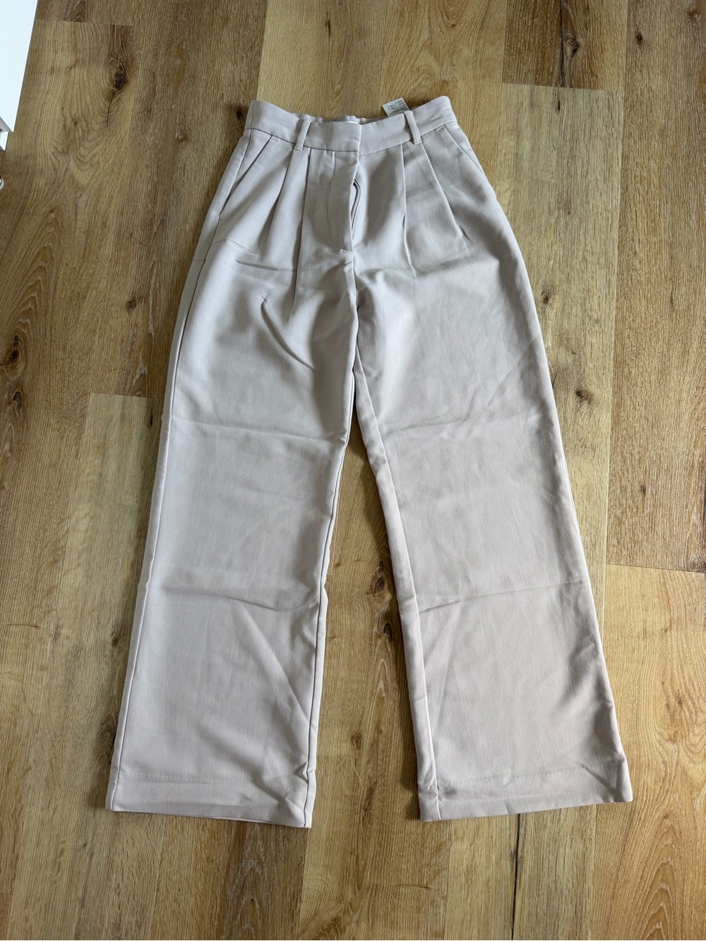 Abercrombie & Fitch Wide-Leg Trousers in Light Beige